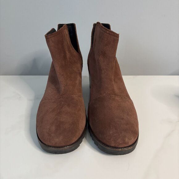 Sorel Women Cate Cut Out Bootie Ankle Boot Block Heel Round Toe Brown Size 8 - Picture 3 of 8